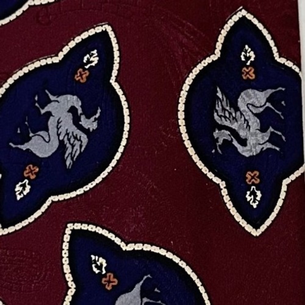 Robert Talbott Studio Nordstrom Mens Silk Tie Burgundy Griffin Heraldic USA Made - Picture 2 of 8